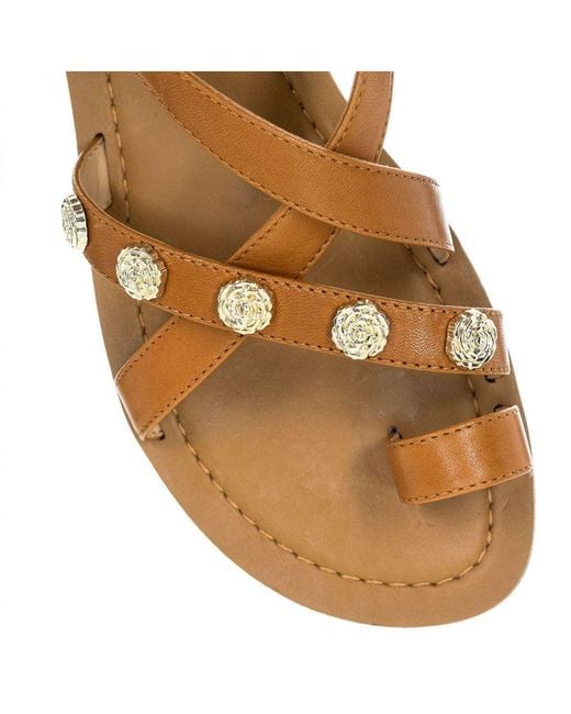 Guess Brown Flat Sandals With Rubber Sole Fl6Gielea03