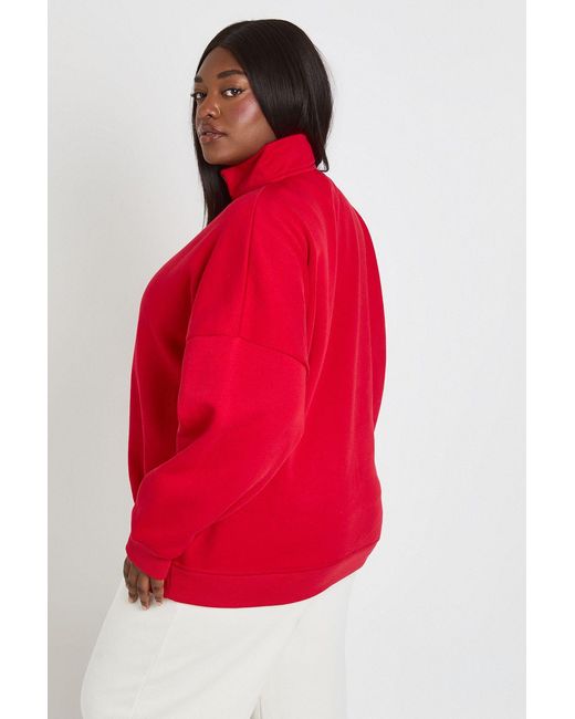Boohoo Red Plus Oversized Half Zip Sweatshirt