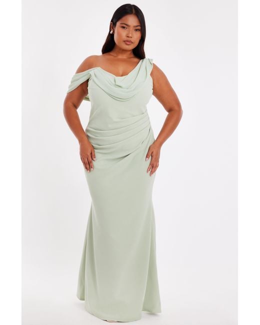 Quiz Multicolor Curve Sage Drop Sleeve Maxi Dress