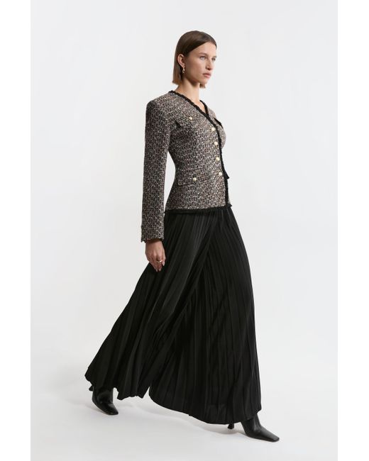 Karen Millen Black Wool Mix Boucle Tailored Blazer Jumpsuit