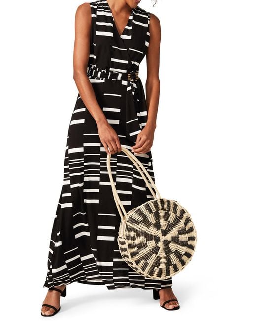 Phase Eight Black Willow Stripe Wrap Maxi Dress