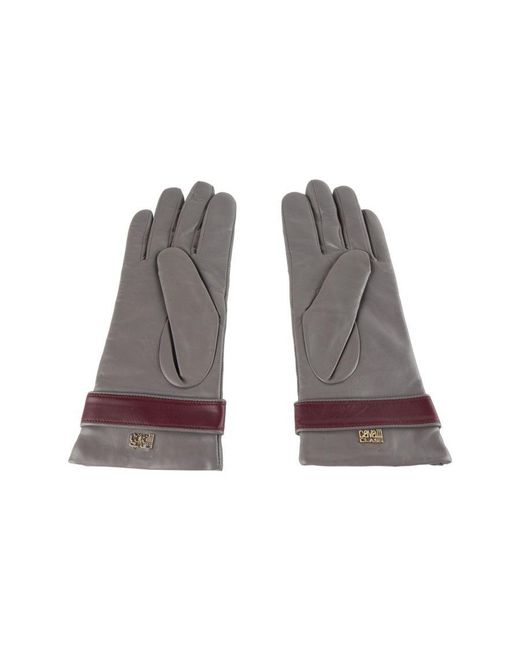 Class Roberto Cavalli Gray Lambskin Leather Glove