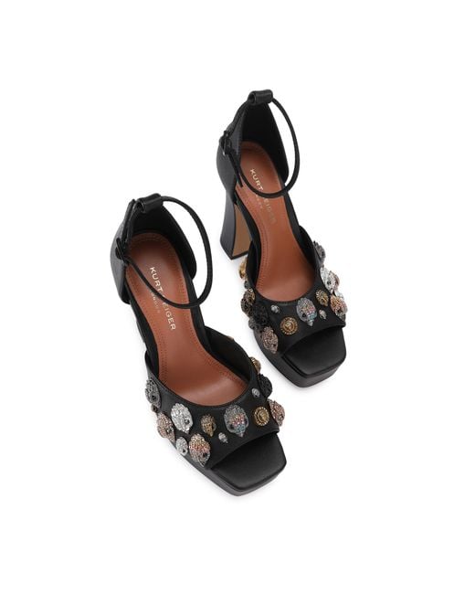 Kurt Geiger Black Leather Eagles Platform Sdl Sandals