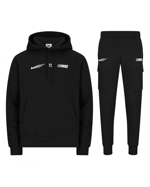 Nike Sportswear Standard Issue Fleece Cargo Tracksuit Black Cotton for men
