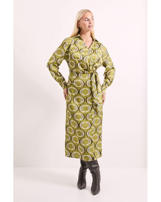 PRINCIPLES Metallic Printed Tie Waist Button Detail Shirt Dress