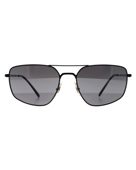 Ray-Ban Black Rectangle Polished Polarized Rb3666 Metal