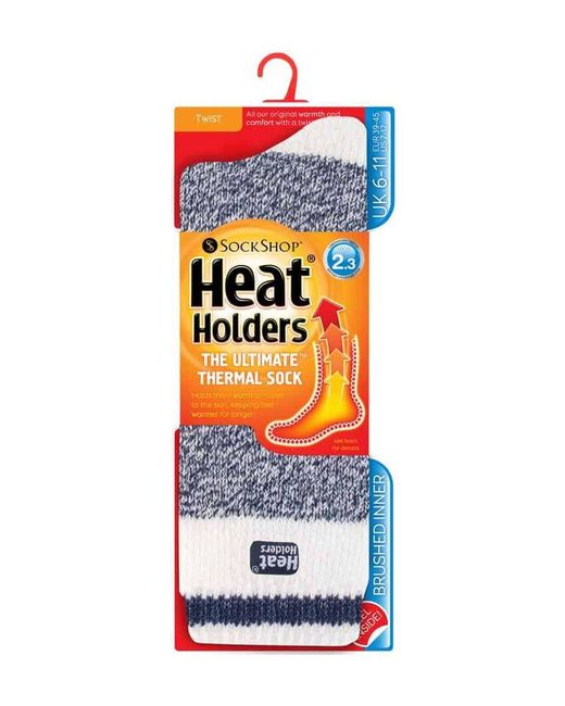 Heat Holders Blue Twist Patterned Thermal Socks for men