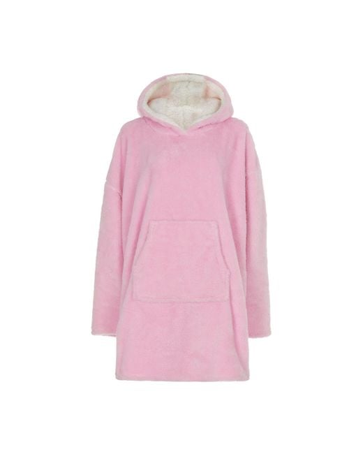 Sleep Snob Pink Ladies Fleece-Lined Oversized Hoodie: Snuggle Blanket With Sleeves & Pocket