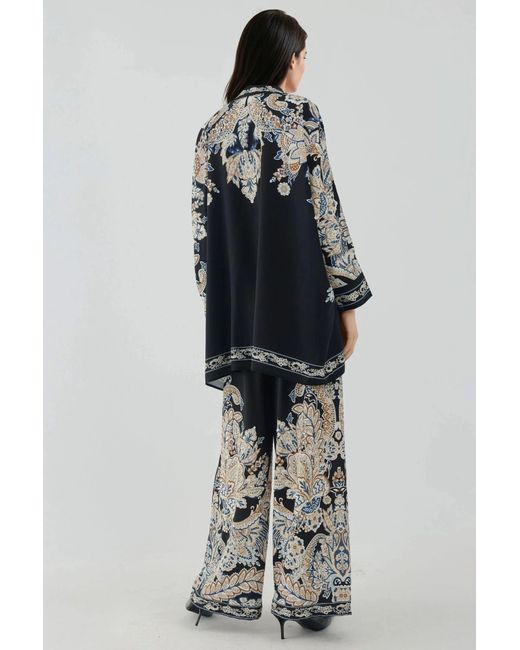 Hiccup Black Printed High Waist Kimono-Pants Co-Ord Set