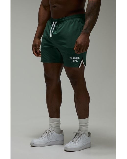 BoohooMAN Green Training Dept Contrast Trim Stretch Woven 5Inch Short for men
