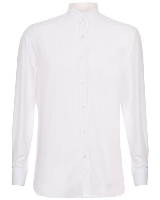 TruClothing White Peaky Blinders Removable Collar Nehru Collarless Shirt Cotton for men