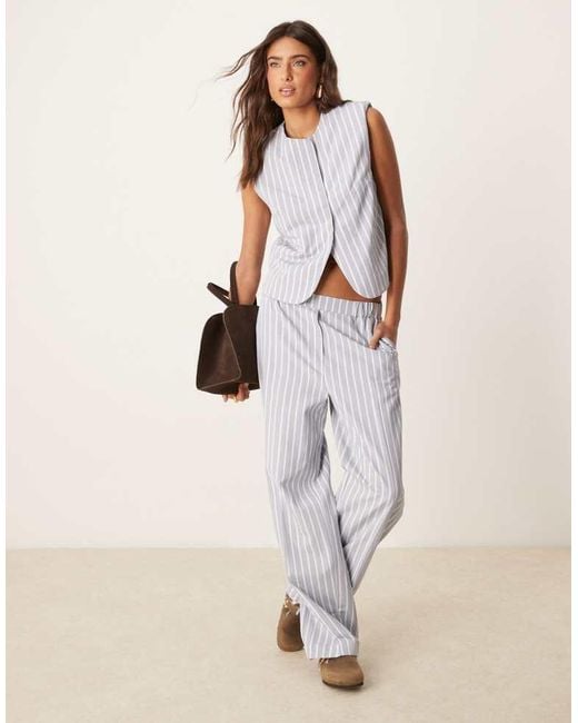 ASOS White Boxy Cutaway Waistcoat With Linen Co-Ord