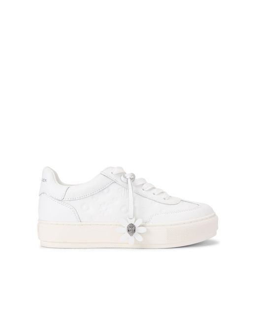 Kurt Geiger White Leather Monogram Flatform Sneakers