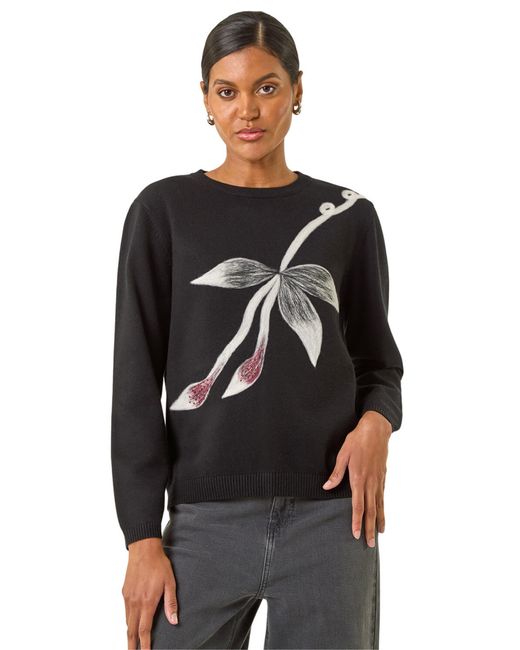 Roman Black Floral Hotfix Knit Jumper
