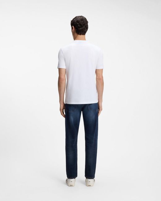 Boss White Regular Fit Short Sleeve Logo Detail T-Shirt for men