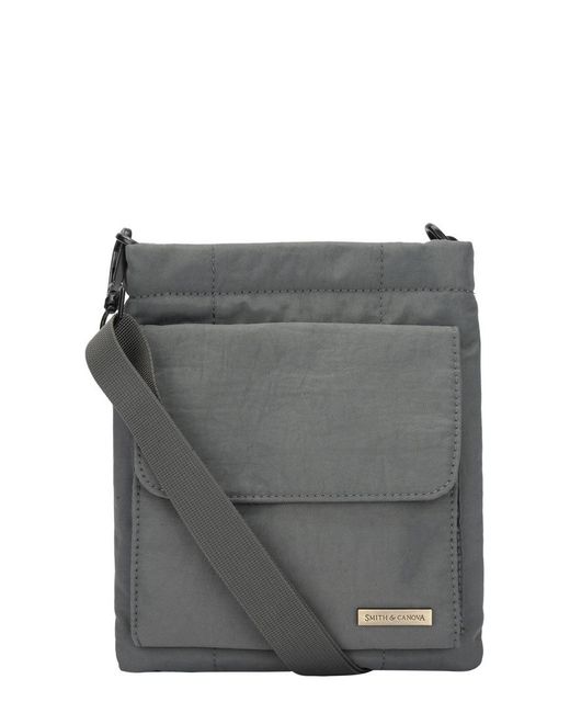Smith & Canova Gray Portrait Nylon Crossbody Bag