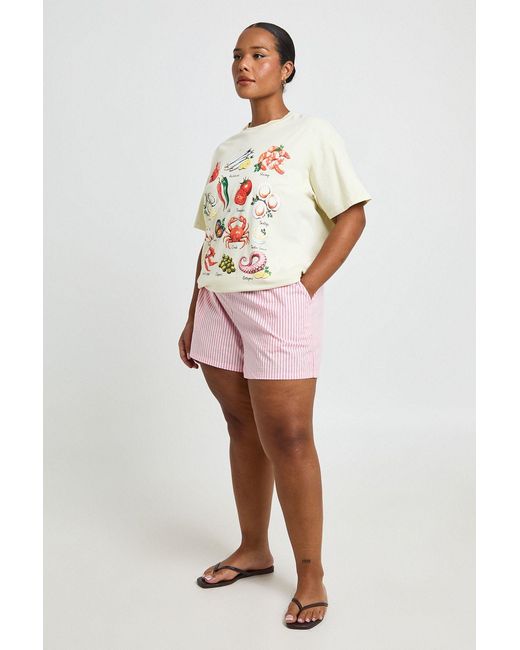 Boohoo Pink Plus Stripe Elasticated Waist Short