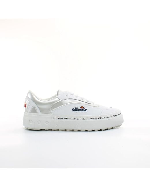 Ellesse White Alzina Af Leather Lace Up Trainers 6-10435