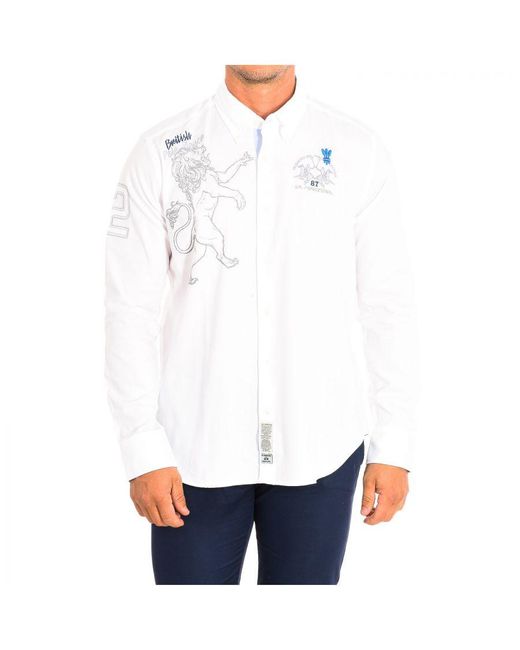 La Martina White Long Sleeve Shirt Tmc601-ox077 Cotton for men