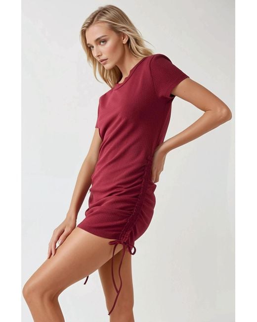 Hiccup Textured Crew Neck Bodycon Mini Dress