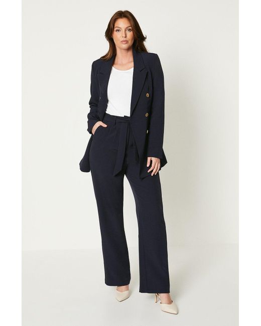 PRINCIPLES Blue Belted Wide Leg Trouser