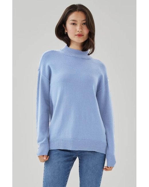Joe Fresh Blue Funnel Neck Cuffed Jumper