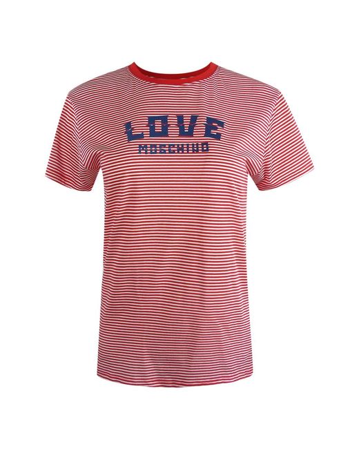 Moschino Pink Love And Striped T-Shirt Logo Cotton