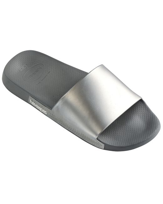Havaianas Gray Hav. Slide Classic Metallic Crocus Flip Flops