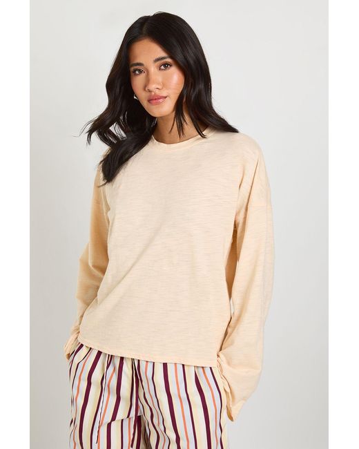 Boohoo Natural Sheer Slub Oversized Boxy T-Shirt