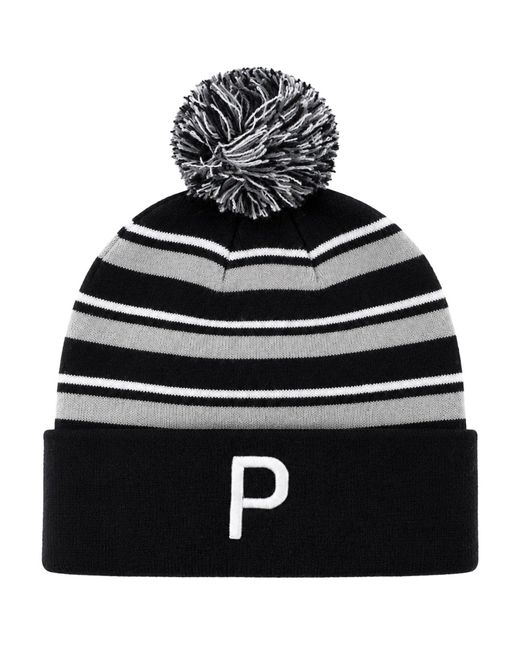 PUMA Black Wrmlbl Stripe Pom/ Golf Beanie for men