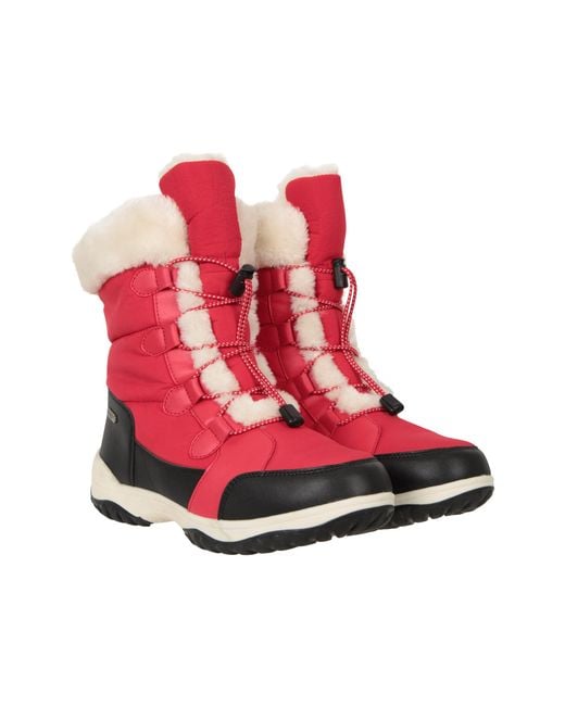 Mountain Warehouse Red 'Snowflake' Snow Boots With Rubber Outsole Proof Skiing Shoes for men