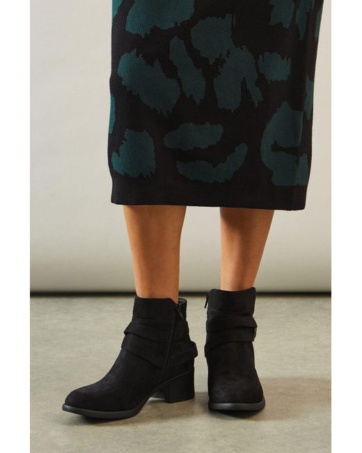 Good for the Sole Black Extra Wide Fit Mista Comfort Buckle Detail Ankle Boots