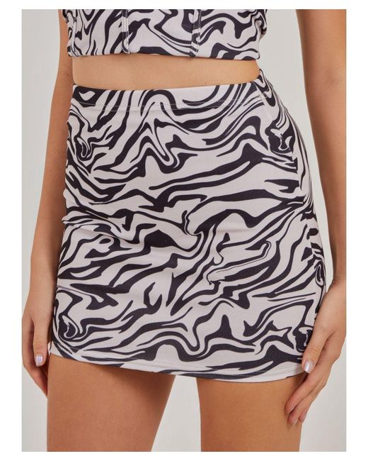 Pink Vanilla Gray Swirl Printed Corset Skirt