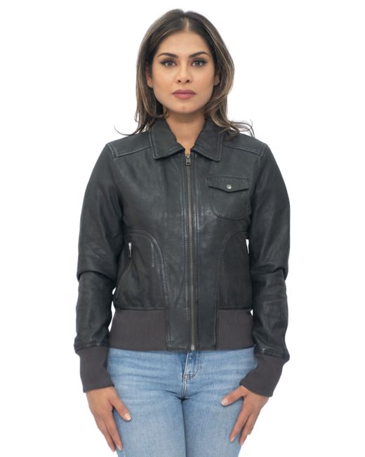 Infinity Leather Black Ma-1 Varsity Jacket-Ann Arbor