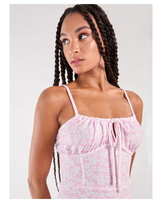 Pink Vanilla White Daisy Ditsy Strappy Mini Dress