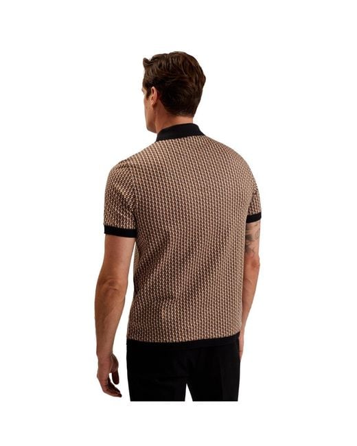 Ted Baker Brown Waysub Regular Geo Polo Shirt for men