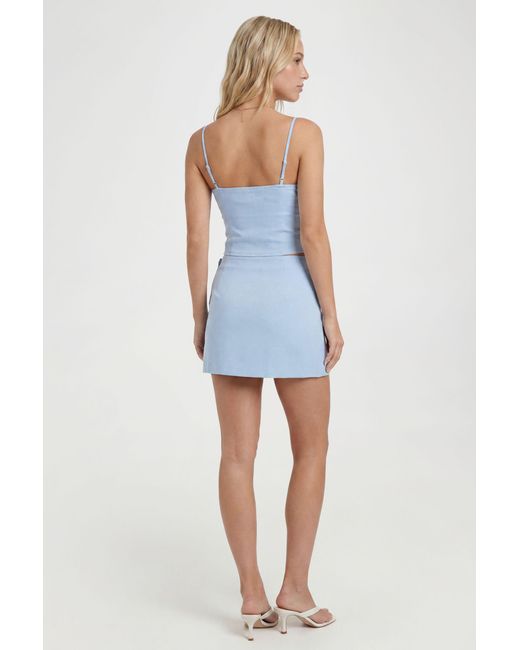 Boohoo Blue Button Detail A-Line Mini Skirt