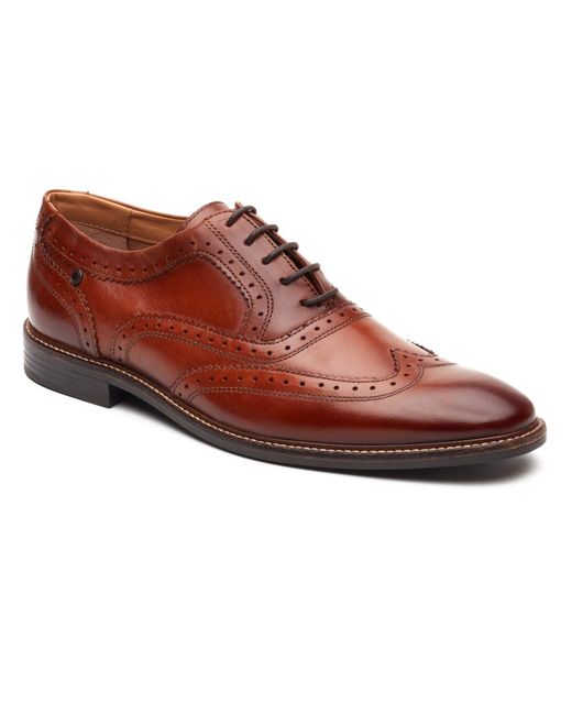 Base London Brown Clarence Brogue Leather Burnt Brogues Shoes for men