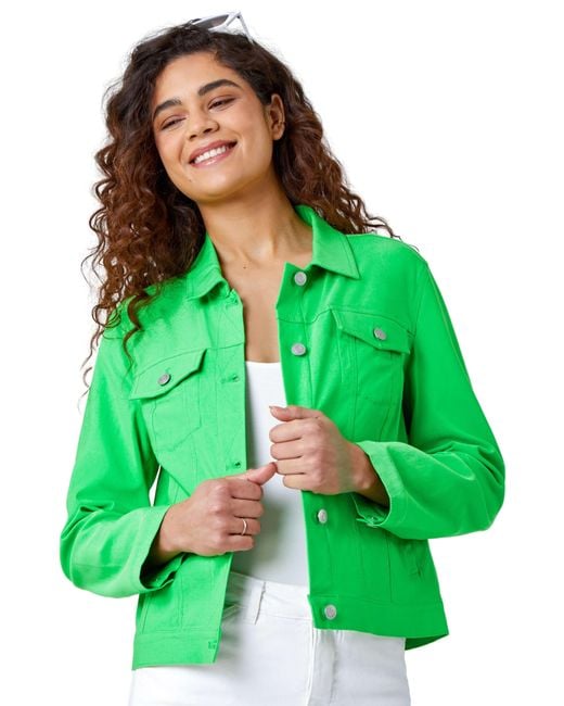 Roman Green Summer Stretchy Jacket Denim Style