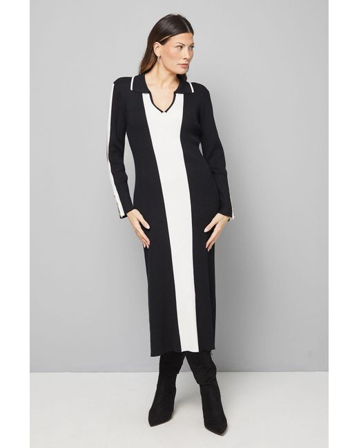 Wallis Blue Colour Block Knitted Midi Dress