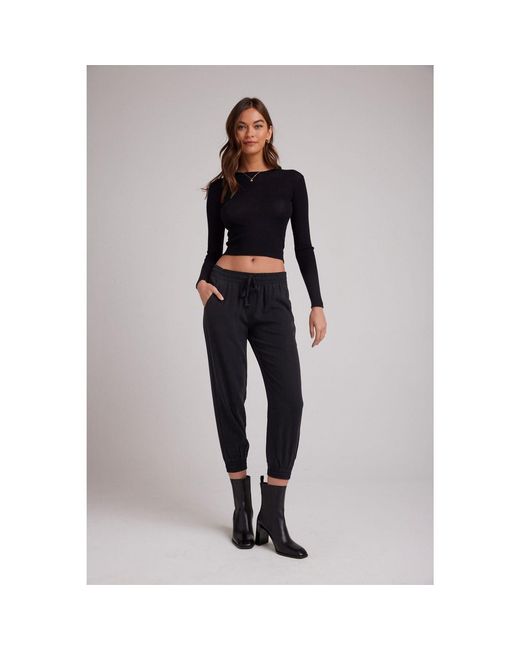 Bella Dahl Blue Solid Patterned Elastic Cuff Joggers