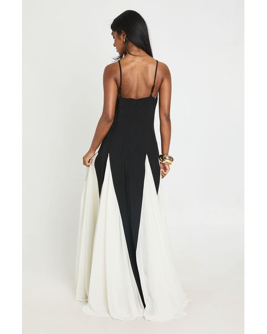 Boohoo Black Mono Godet Hem Maxi Dress