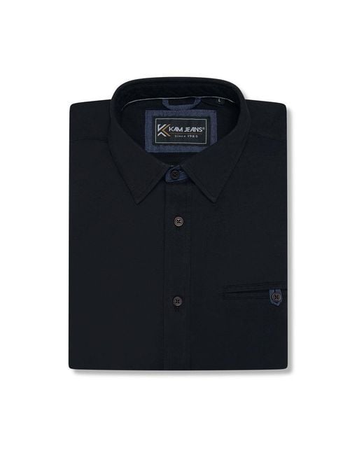 KAM Jeanswear Black Kam Plus Size Stretch Shirt Button Up Short Sleeve for men