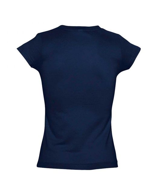 Sol's Blue Ladies Moon V Neck Short Sleeve T-Shirt (French)