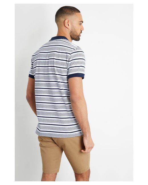 Threadbare Blue 'Maximum' Stripe Jersey Knit Cotton Polo Shirt for men