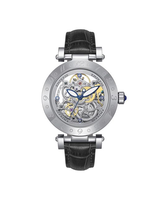 Empress Metallic Theodora Automatic Leather-Band Watch