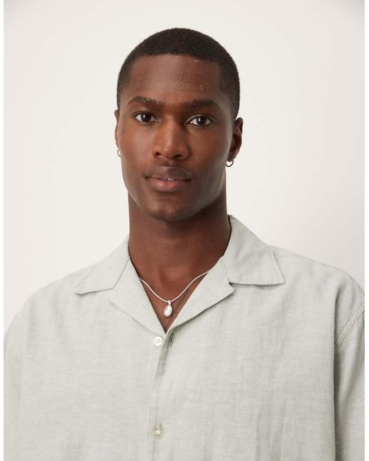 SELECTED Natural Revere Collar Linen Blend Shirt for men