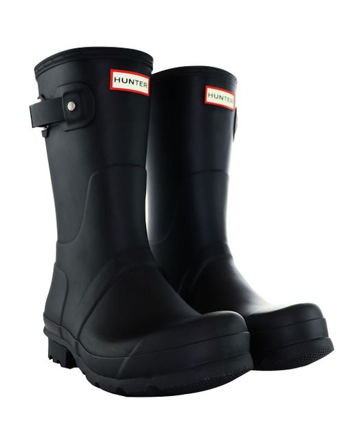 Hunter Black Backstrap Short Weellington Boots for men