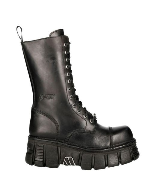New Rock Black Metallic Techno Biker Boots- M-Mili211C-C1