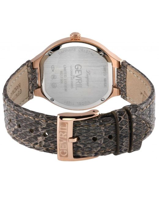 Gevril Gray Lugano Swiss Diamond Mop Dial Genuine Italian Handmade Leather Watch